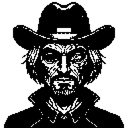 A bearded man in a cowboy hat, pixel art made in Pixxxel