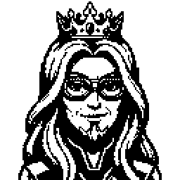 A woman with long hair, a tiara and dark glasses, pixel art made in Pixxxel