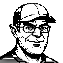 A man in a baseball cap and glasses, pixel art made in Pixxxel